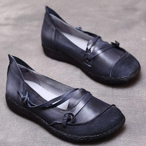 National Style Vintage Håndlavet Kohud Komfortable Loafers