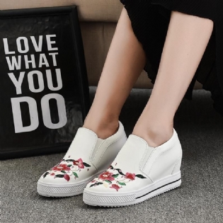 National Tykbundet Broderi Flower Flat Retro Casual Sko