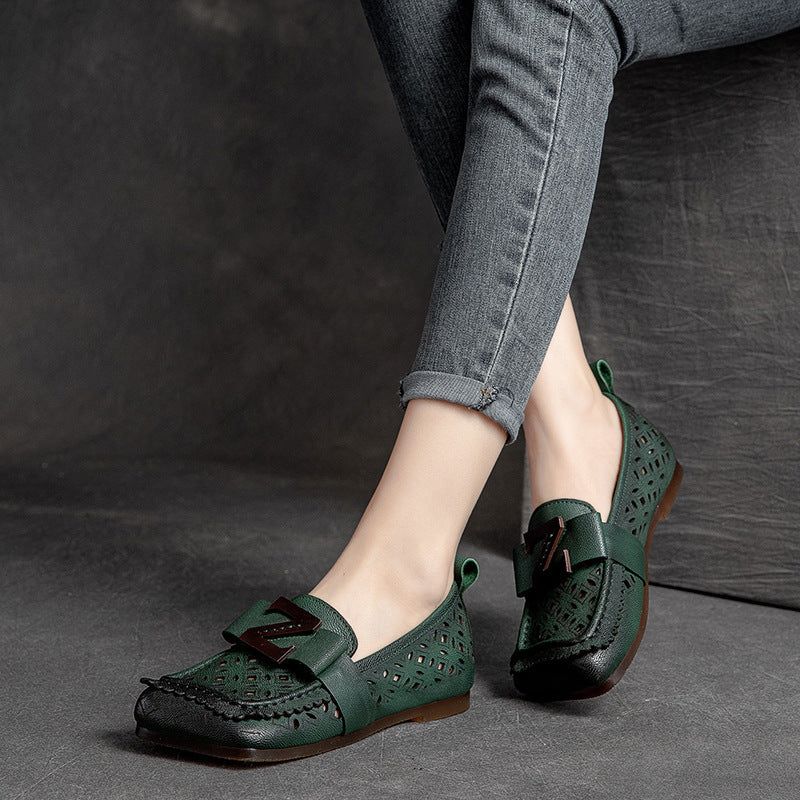 Summer Vintage Hollow Læder Flade Casual Loafers