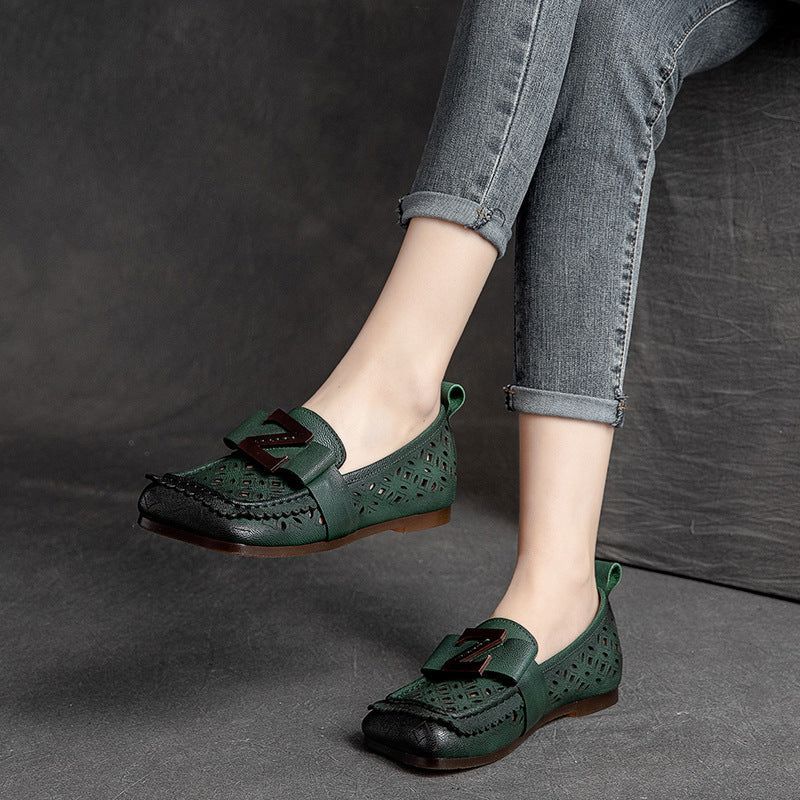 Summer Vintage Hollow Læder Flade Casual Loafers