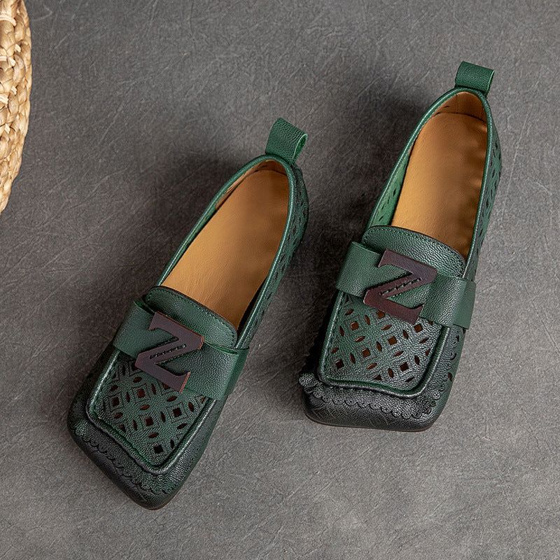 Summer Vintage Hollow Læder Flade Casual Loafers